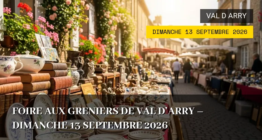 Affiche de l'événement : Foire aux Greniers de Val d&rsquo;Arry – Dimanche 13 Septembre 2026