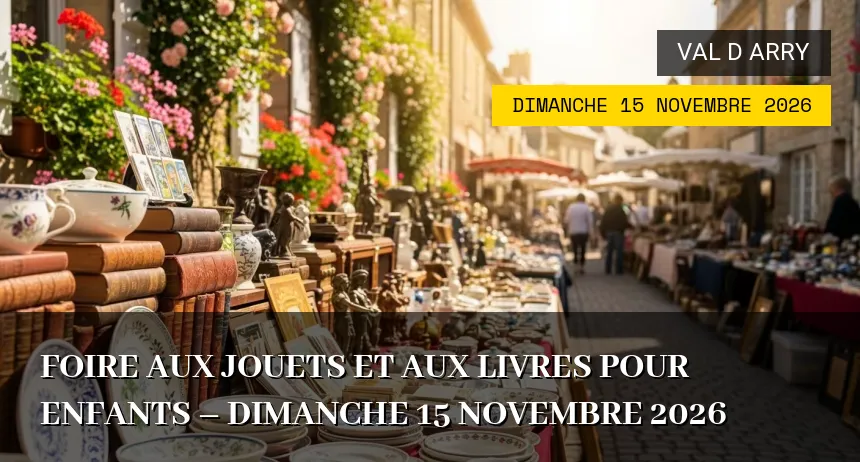 Affiche de l'événement : Foire aux jouets et aux livres pour enfants – Dimanche 15 Novembre 2026