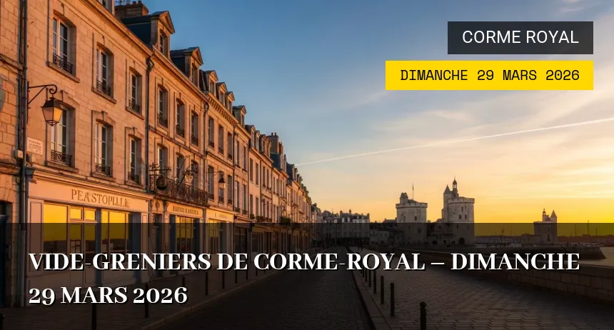 Affiche de l'événement : Vide-greniers de Corme-Royal – Dimanche 29 Mars 2026
