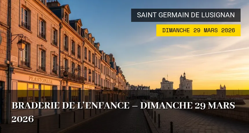 Affiche de l'événement : Braderie de l&rsquo;Enfance – Dimanche 29 Mars 2026