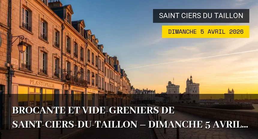 Affiche de l'événement : Brocante et Vide-greniers de Saint-Ciers-du-Taillon – Dimanche 5 Avril 2026