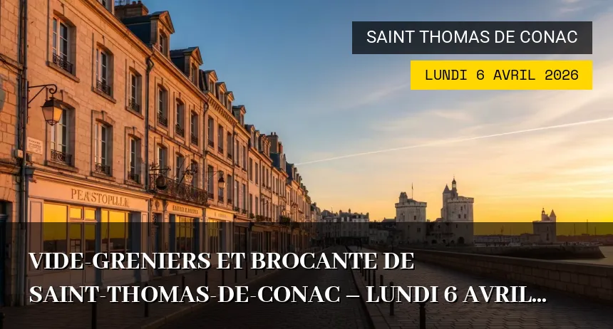 Affiche de l'événement : Vide-greniers et Brocante de Saint-Thomas-de-Conac – Lundi 6 Avril 2026