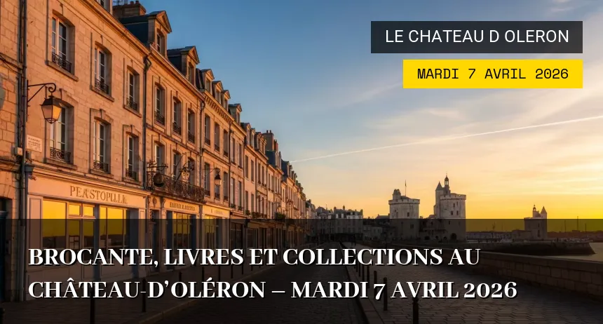 Affiche de l'événement : Brocante, Livres et Collections au Château-d&rsquo;Oléron – Mardi 7 Avril 2026