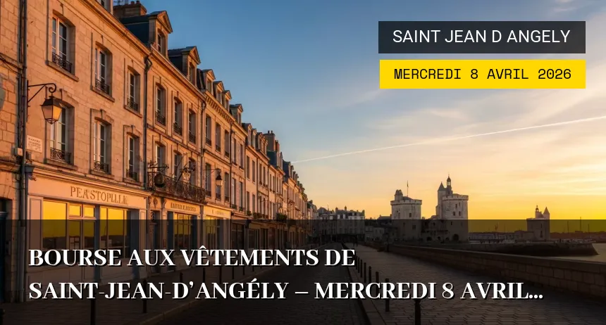 Affiche de l'événement : Bourse aux vêtements de Saint-Jean-d&rsquo;Angély – Mercredi 8 Avril 2026
