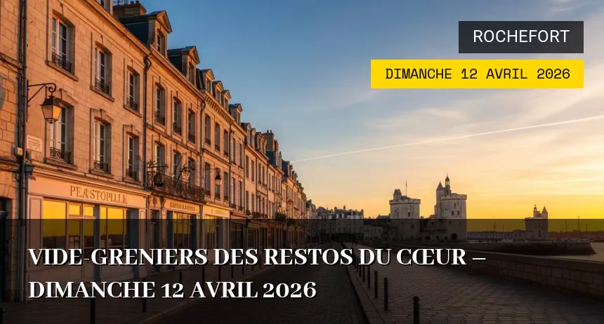 Affiche de l'événement : Vide-greniers des Restos du Cœur – Dimanche 12 Avril 2026