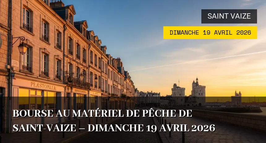 Affiche de l'événement : Bourse au matériel de pêche de Saint-Vaize – Dimanche 19 Avril 2026