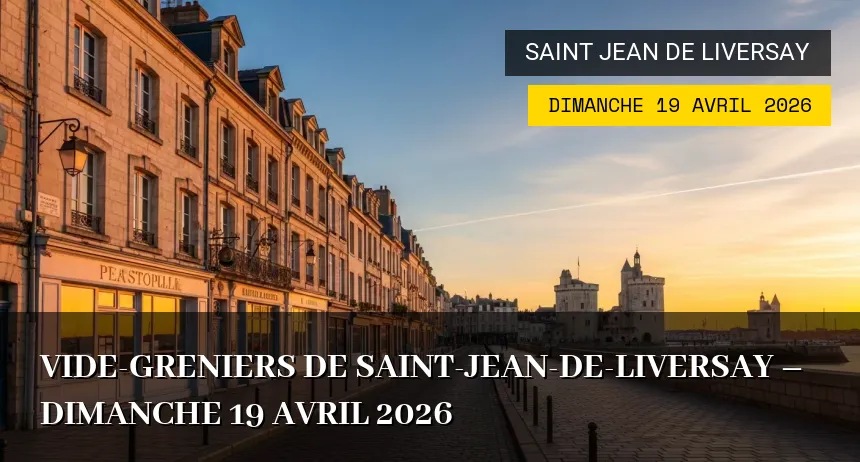 Affiche de l'événement : Vide-greniers de Saint-Jean-de-Liversay – Dimanche 19 Avril 2026