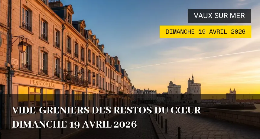 Affiche de l'événement : Vide-greniers des Restos du Cœur – Dimanche 19 Avril 2026