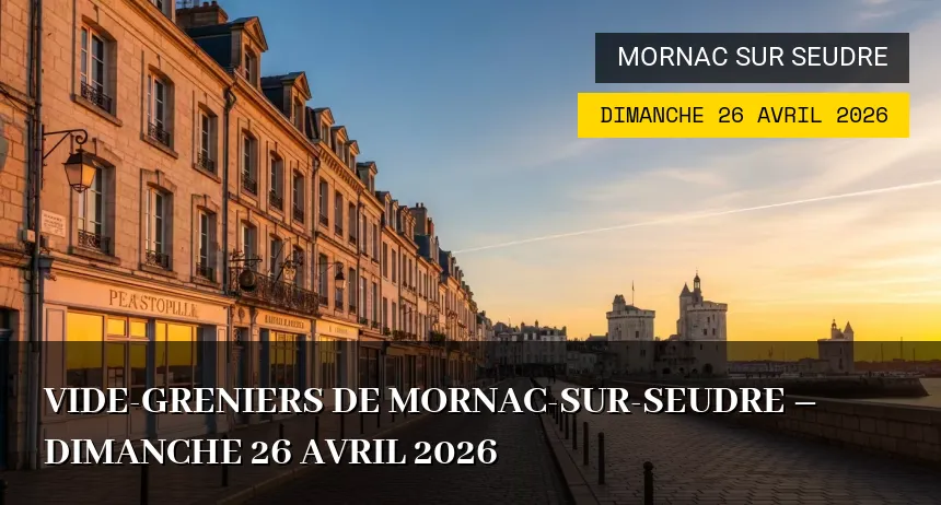 Affiche de l'événement : Vide-greniers de Mornac-sur-Seudre – Dimanche 26 Avril 2026