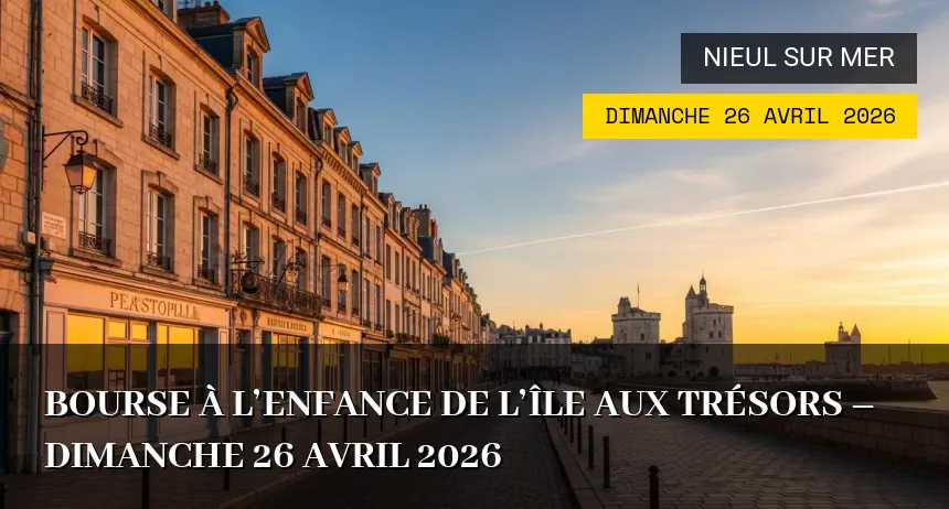 Affiche de l'événement : Bourse à l&rsquo;enfance de l&rsquo;Île aux Trésors – Dimanche 26 Avril 2026