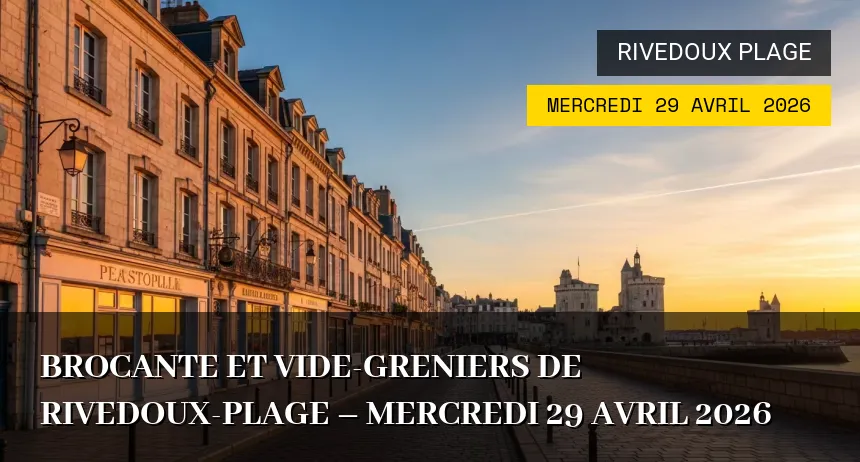 Affiche de l'événement : Brocante et Vide-greniers de Rivedoux-Plage – Mercredi 29 Avril 2026
