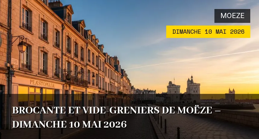 Affiche de l'événement : Brocante et Vide-greniers de Moëze – Dimanche 10 Mai 2026