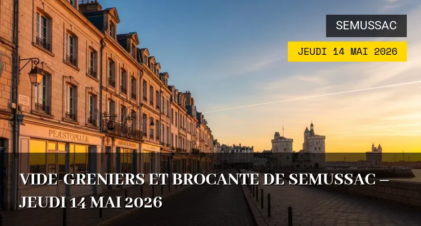 Affiche de l'événement : Vide-greniers et Brocante de Semussac – Jeudi 14 Mai 2026