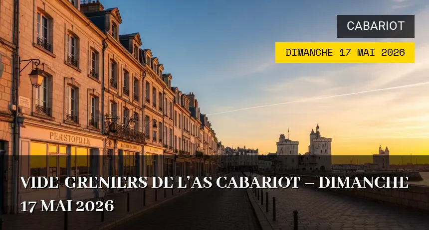 Affiche de l'événement : Vide-greniers de l&rsquo;AS Cabariot – Dimanche 17 Mai 2026