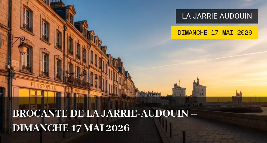Affiche de l'événement : Brocante de La Jarrie-Audouin – Dimanche 17 Mai 2026