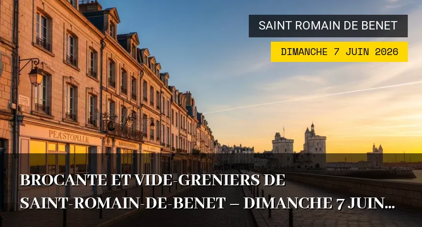 Affiche de l'événement : Brocante et Vide-greniers de Saint-Romain-de-Benet – Dimanche 7 Juin 2026