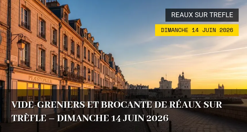 Affiche de l'événement : Vide-greniers et Brocante de Réaux sur Trèfle – Dimanche 14 Juin 2026