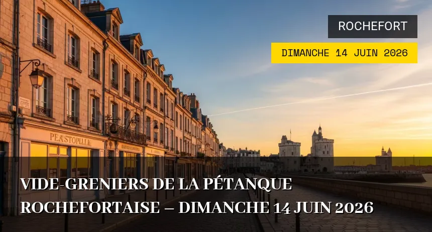 Affiche de l'événement : Vide-greniers de la Pétanque Rochefortaise – Dimanche 14 Juin 2026