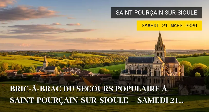 Affiche de l'événement : Bric-à-brac du Secours Populaire à Saint-Pourçain-sur-Sioule – Samedi 21 Mars 2026