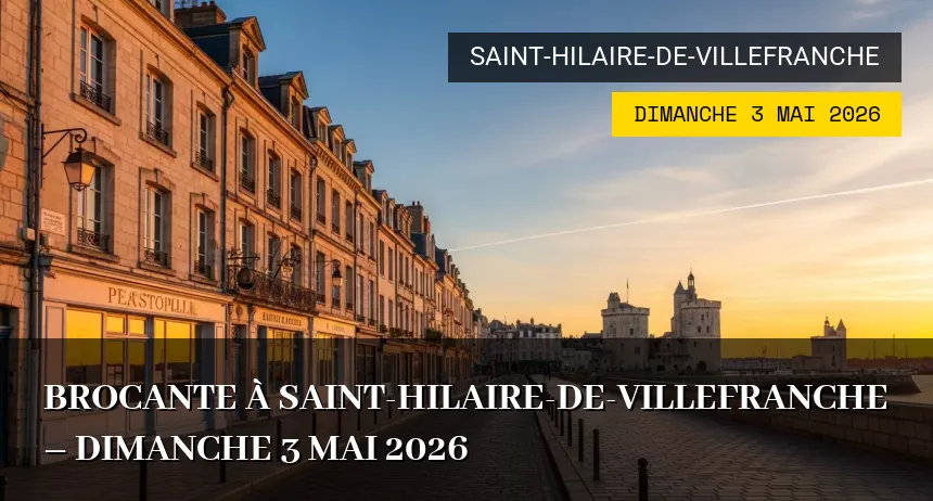 Affiche de l'événement : Brocante à Saint-Hilaire-de-Villefranche – Dimanche 3 Mai 2026