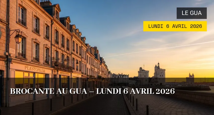 Affiche de l'événement : Brocante au Gua – Lundi 6 Avril 2026