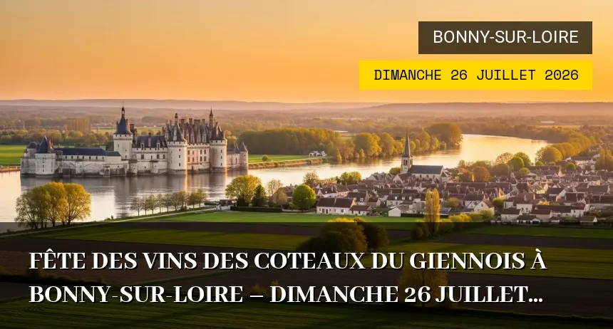 Affiche de l'événement : Fête des Vins des Coteaux du Giennois à Bonny-sur-Loire – Dimanche 26 Juillet 2026