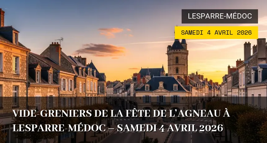 Affiche de l'événement : Vide-greniers de la Fête de l&rsquo;Agneau à Lesparre-Médoc – Samedi 4 Avril 2026