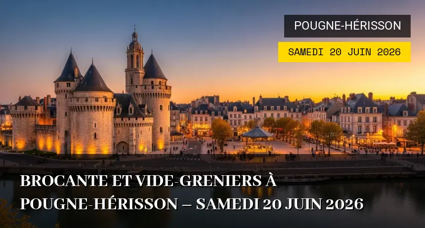 Affiche de l'événement : Brocante et Vide-greniers à Pougne-Hérisson – Samedi 20 Juin 2026