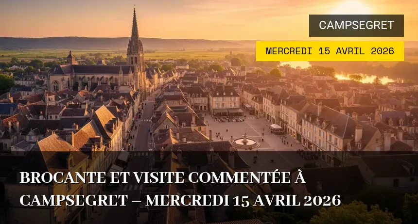 Affiche de l'événement : Brocante et Visite Commentée à Campsegret – Mercredi 15 Avril 2026