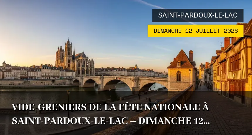 Affiche de l'événement : Vide-greniers de la Fête Nationale à Saint-Pardoux-le-Lac – Dimanche 12 Juillet 2026