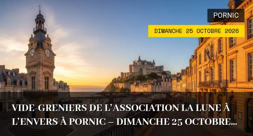 Affiche de l'événement : Vide-greniers de l&rsquo;Association La Lune à l&rsquo;Envers à Pornic – Dimanche 25 Octobre 2026