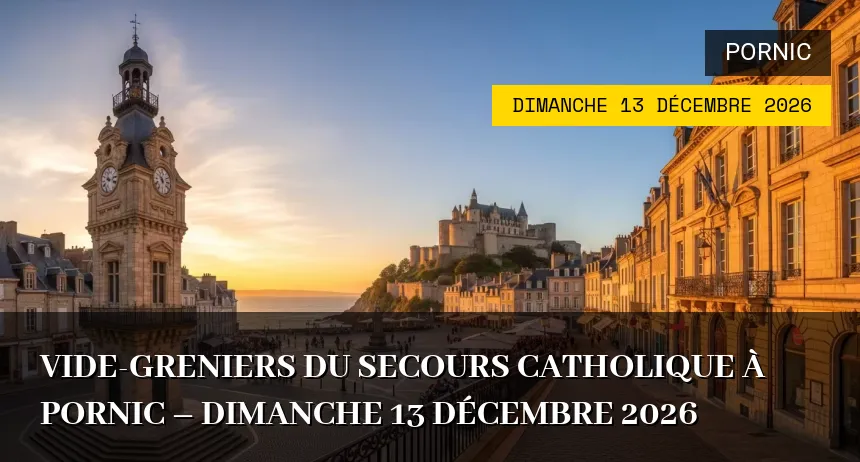 Affiche de l'événement : Vide-greniers du Secours Catholique à Pornic – Dimanche 13 Décembre 2026