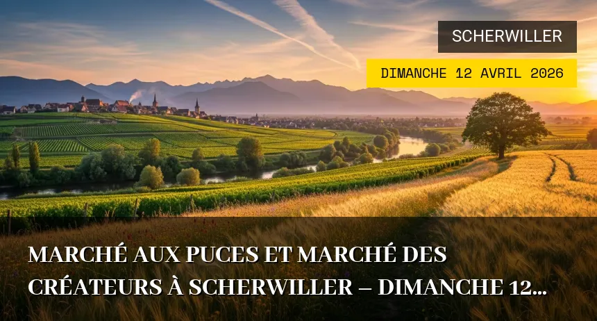 Affiche de l'événement : Marché aux Puces et Marché des Créateurs à Scherwiller – Dimanche 12 Avril 2026