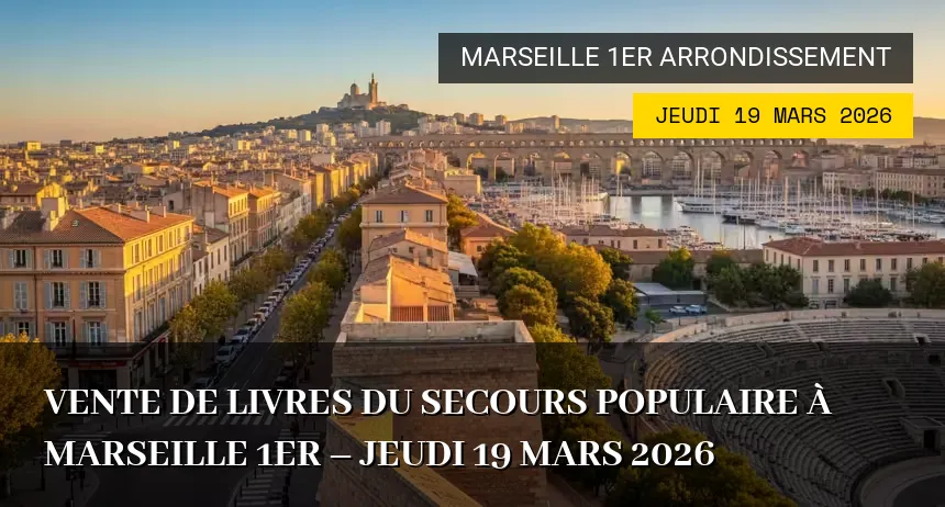 Affiche de l'événement : Vente de Livres du Secours Populaire à Marseille 1er – Jeudi 19 Mars 2026