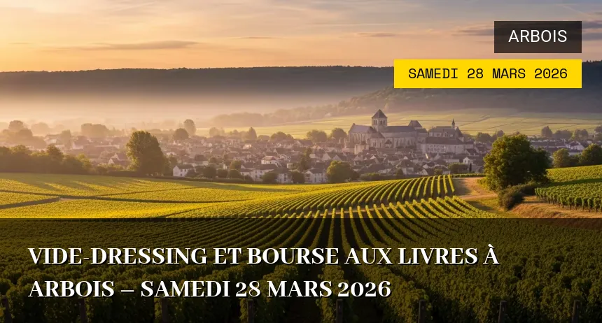 Affiche de l'événement : Vide-dressing et Bourse aux Livres à Arbois – Samedi 28 Mars 2026