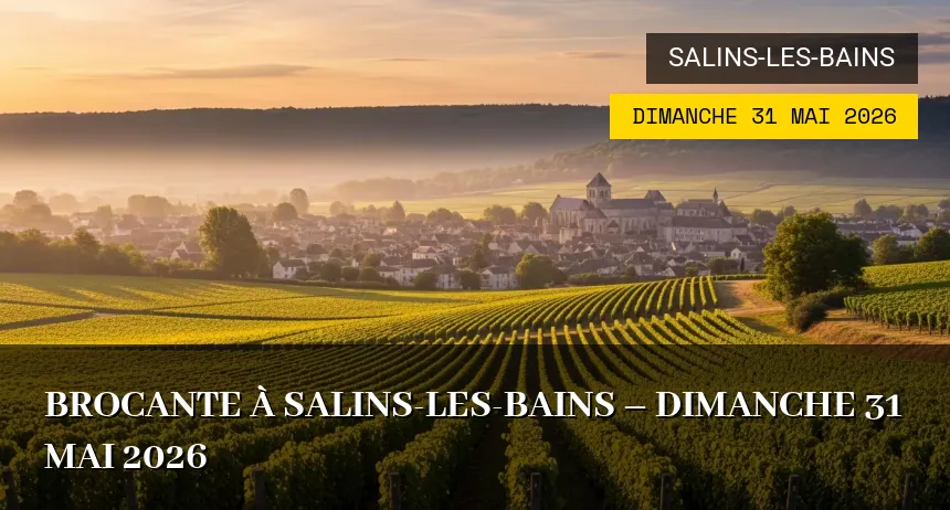 Affiche de l'événement : Brocante à Salins-les-Bains – Dimanche 31 Mai 2026