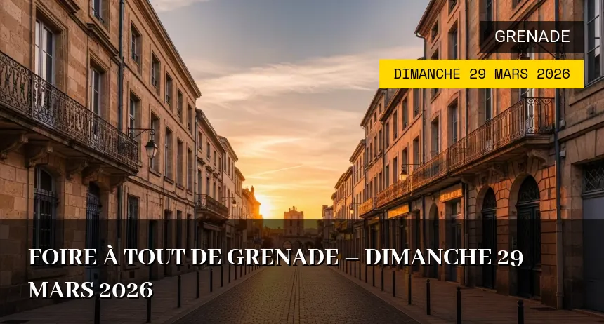 Affiche de l'événement : Foire à tout de Grenade – Dimanche 29 Mars 2026