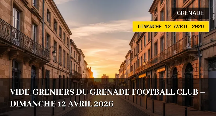 Affiche de l'événement : Vide-greniers du Grenade Football Club – Dimanche 12 Avril 2026