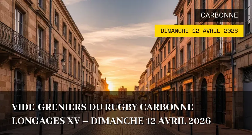 Affiche de l'événement : Vide-greniers du Rugby Carbonne Longages XV – Dimanche 12 Avril 2026