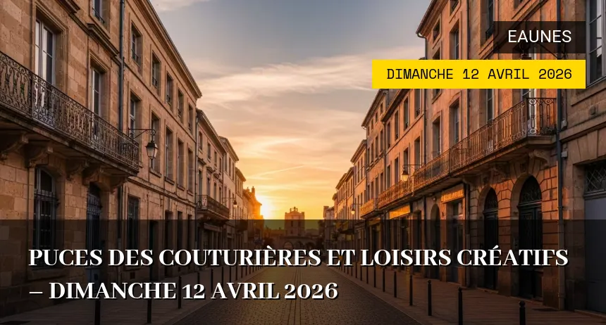 Affiche de l'événement : Puces des Couturières et Loisirs Créatifs – Dimanche 12 Avril 2026