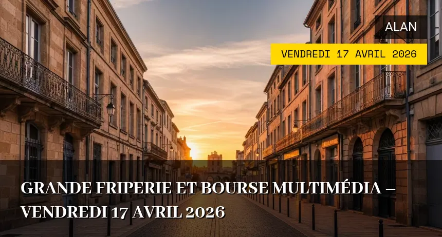Affiche de l'événement : Grande Friperie et Bourse Multimédia – Vendredi 17 Avril 2026