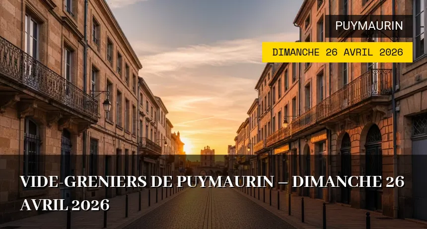 Affiche de l'événement : Vide-greniers de Puymaurin – Dimanche 26 Avril 2026