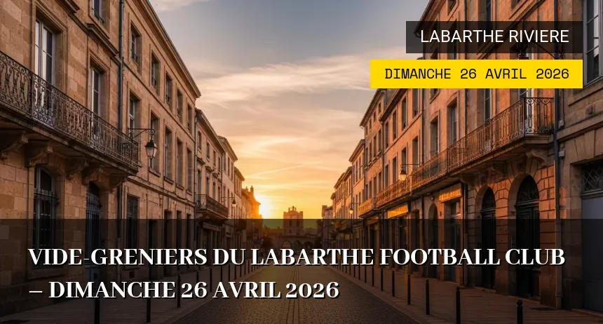 Affiche de l'événement : Vide-greniers du Labarthe Football Club – Dimanche 26 Avril 2026