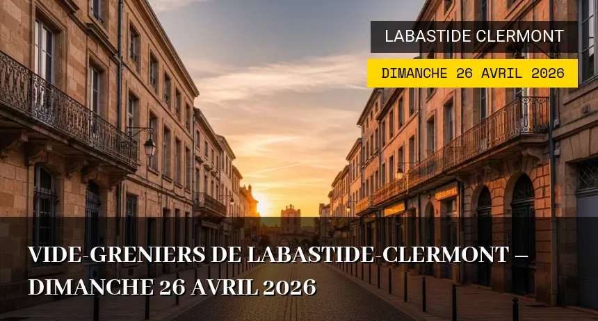 Affiche de l'événement : Vide-greniers de Labastide-Clermont – Dimanche 26 Avril 2026