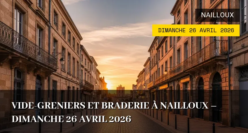 Affiche de l'événement : Vide-greniers et braderie à Nailloux – Dimanche 26 Avril 2026