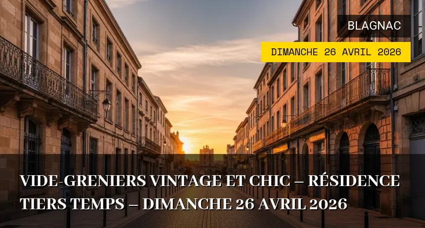 Affiche de l'événement : Vide-greniers Vintage et Chic – Résidence Tiers Temps – Dimanche 26 Avril 2026