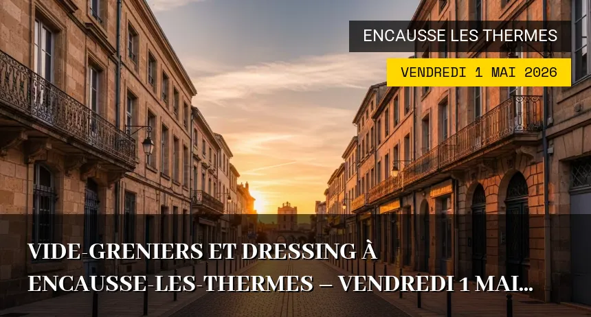 Affiche de l'événement : Vide-greniers et Dressing à Encausse-les-Thermes – Vendredi 1 Mai 2026
