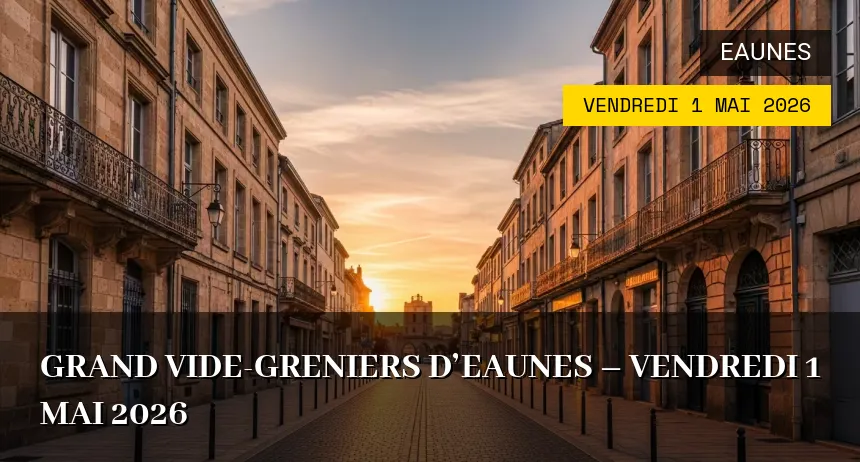 Affiche de l'événement : Grand Vide-greniers d&rsquo;Eaunes – Vendredi 1 Mai 2026