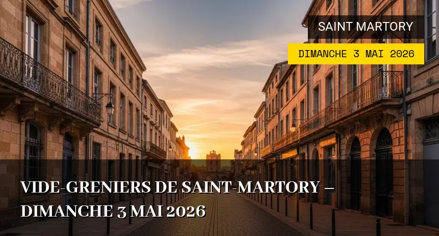 Affiche de l'événement : Vide-greniers de Saint-Martory – Dimanche 3 Mai 2026