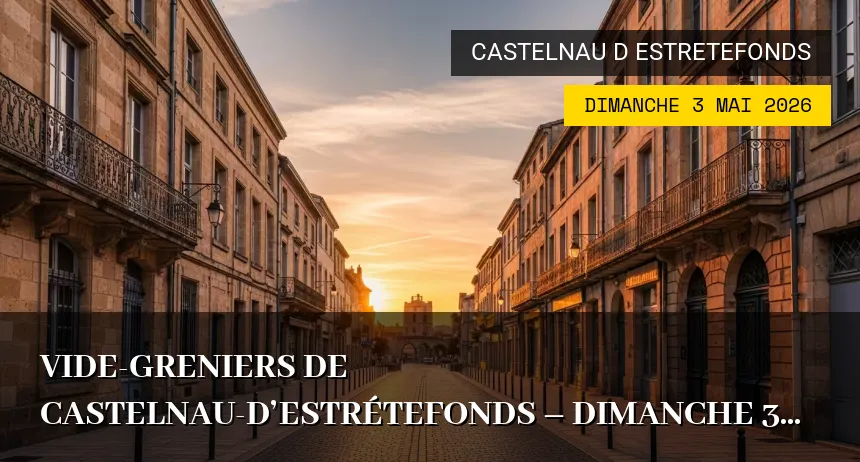 Affiche de l'événement : Vide-greniers de Castelnau-d&rsquo;Estrétefonds – Dimanche 3 Mai 2026